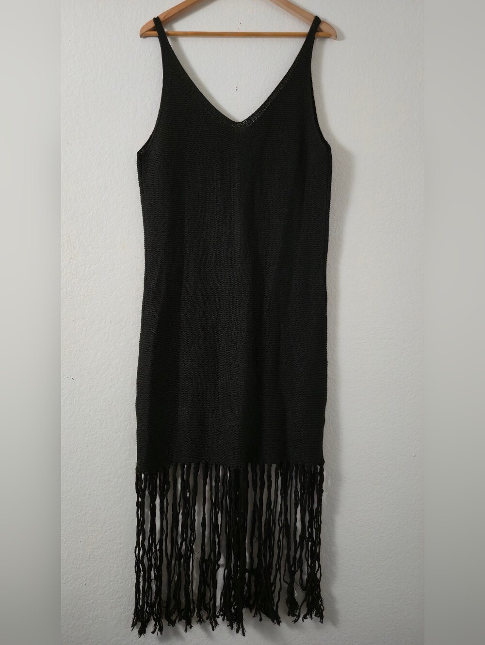 Blank Knit V-neck Sleeveless Bikini Cover Up Dress